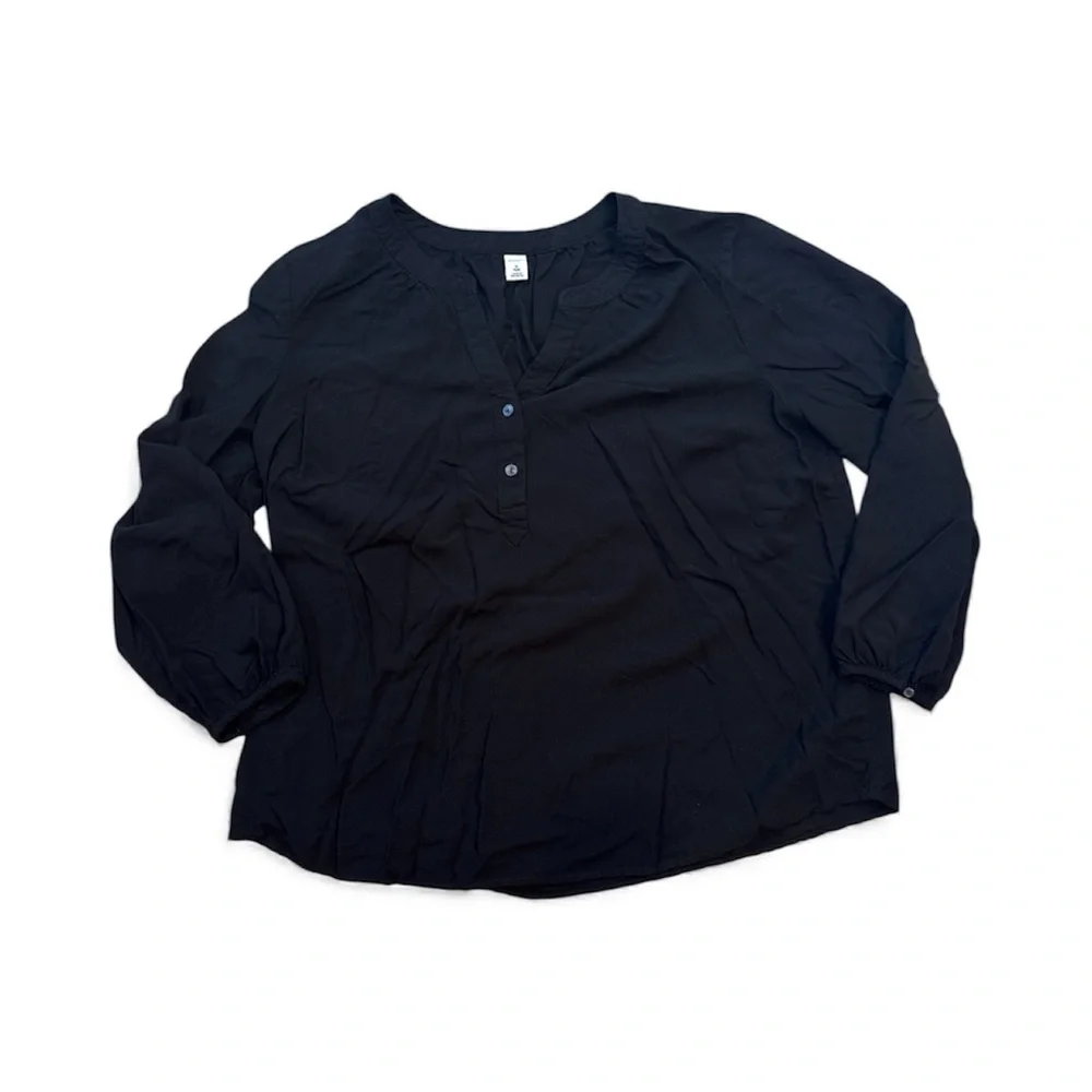 Old Navy 1XL Plus BLK Blouse‎ Work Wear Boho Lightweight Flowy